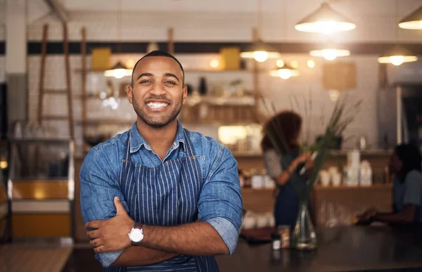 Youre Going Love Here Handsome Young Businessman Standing His Arms —  Fotos de Stock