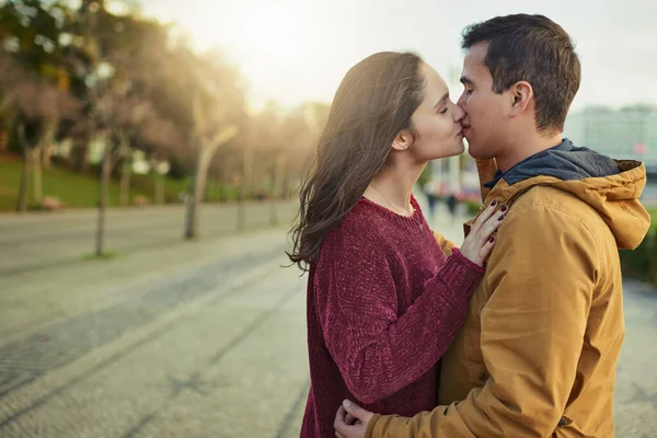 Those Want You Forever Kisses Happy Young Couple Kissing Each — Stock fotografie