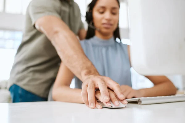 Sexual Harassment Abuse Business Man Female Employee Putting His Hand —  Fotos de Stock