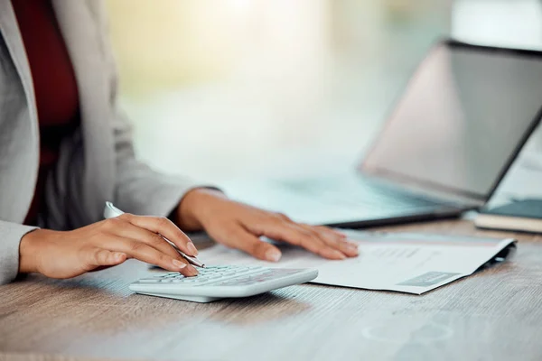 Auditor Banker Business Accountant Womans Hand Calculating Planning Doing Financial — Fotografia de Stock