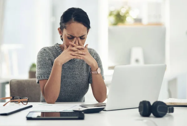 Stress Anxiety Worry Businesswoman Feeling Negative Overworked Overwhelmed While Suffering — Zdjęcie stockowe