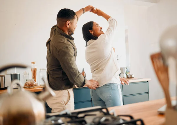 Dancing Romance Playful Couple Having Fun Love Bonding While Laughing — Fotografia de Stock