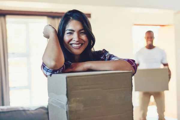 Big Move Finally Here Portrait Young Couple Moving House — 图库照片