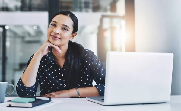 Always Positive Work Environment Attractive Young Businesswoman Her Office —  Fotos de Stock