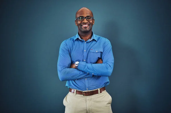 Confident Proud Business Man Feeling Happiness Confidence Motivation Indoors Portrait — Stok fotoğraf