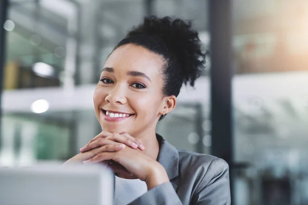 Living Her Dream Businesswoman Attractive Young Businesswoman Her Office — Photo