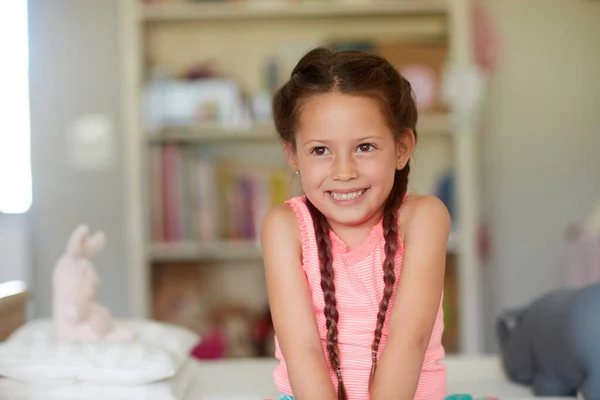 Shes Cutest Little Girl Adorable Little Girl Home — Stockfoto