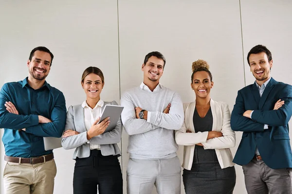 Its Confidence Shines Them All Portrait Group Businesspeople Standing Office — Stockfoto