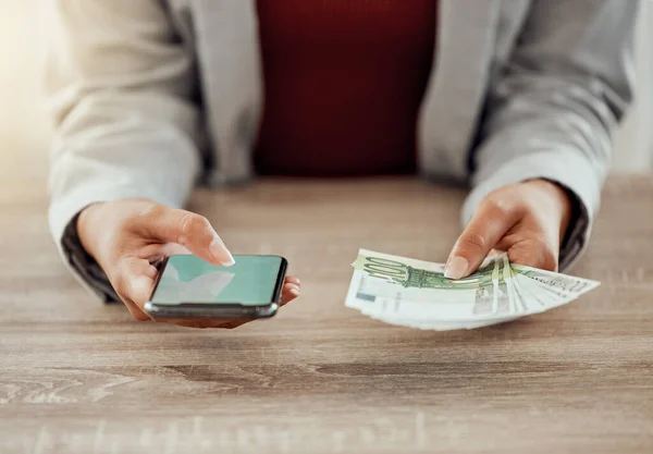 Sending Money Phone Banking Online Shopping Keep Your Finances Cash — Foto de Stock