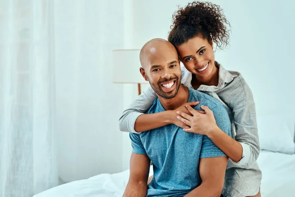 Enjoy Sharing Bedroom Affectionate Young Couple Bedroom — Photo