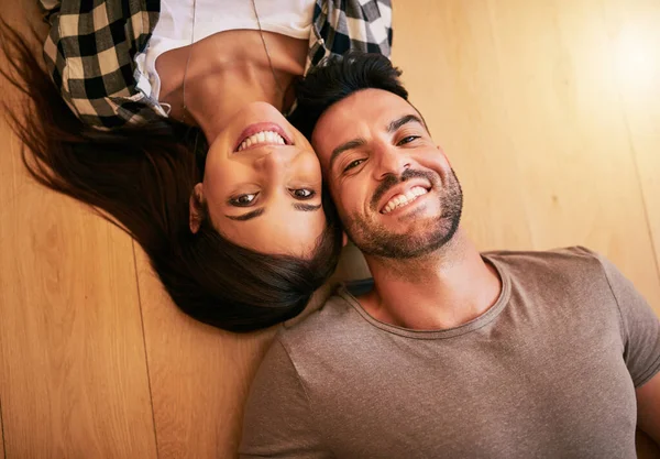 Love Comes First Portrait Young Couple Relaxing Together Home — Fotografia de Stock