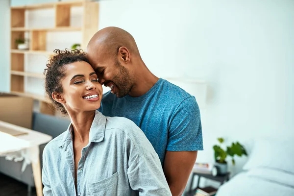 Love Smell You Affectionate Young Couple Bedroom — Foto de Stock