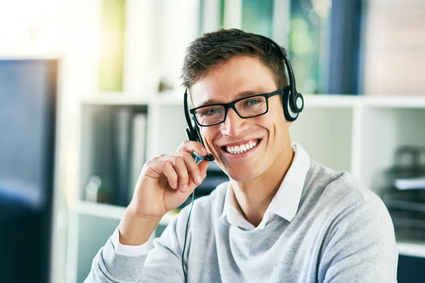 Might Have Just Solution You Portrait Young Call Center Agent — Stok fotoğraf