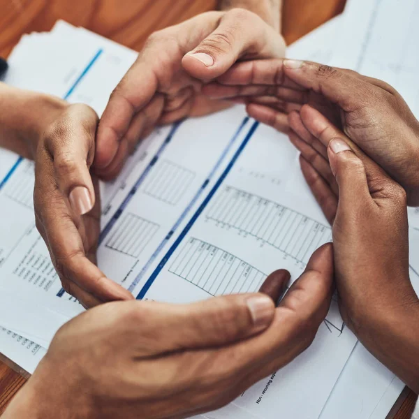 Hands Form Circle Together Teamwork Community Collaboration Business Team View — Fotografie, imagine de stoc