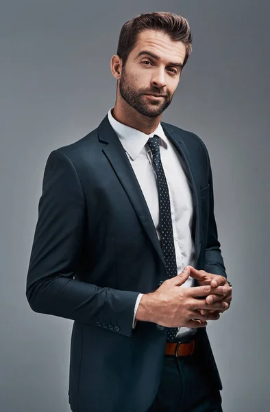 Keeping Success His Stride Studio Portrait Handsome Young Businessman Posing — 图库照片