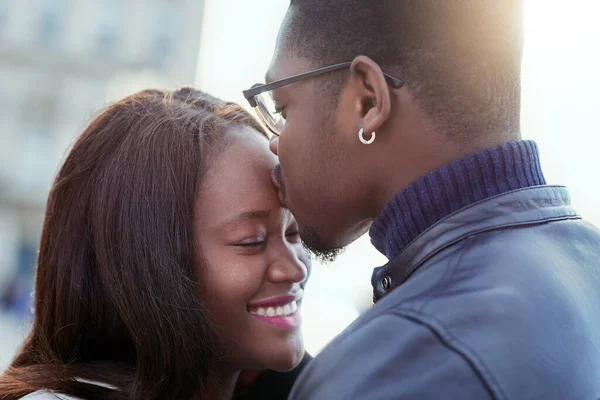 You Whole World Affectionate Young Couple Bonding Together Outdoors — Foto Stock