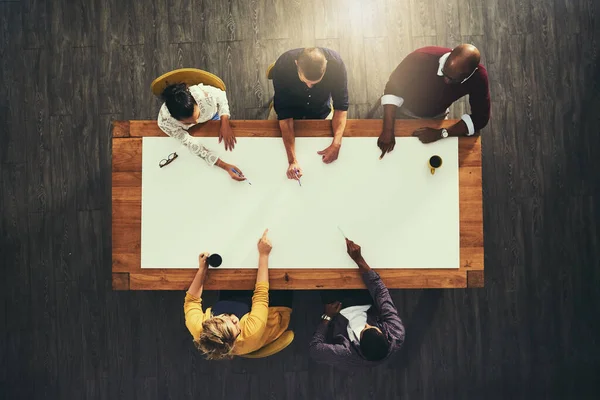 Teamwork Success Sure Thing High Angle Shot Group Businesspeople Having — kuvapankkivalokuva
