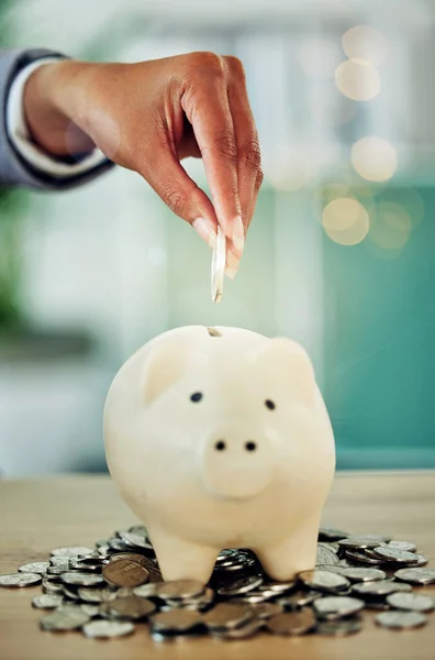 Finance Growth Saving Money Coins Piggy Bank Best Investment Strategy — Fotografia de Stock