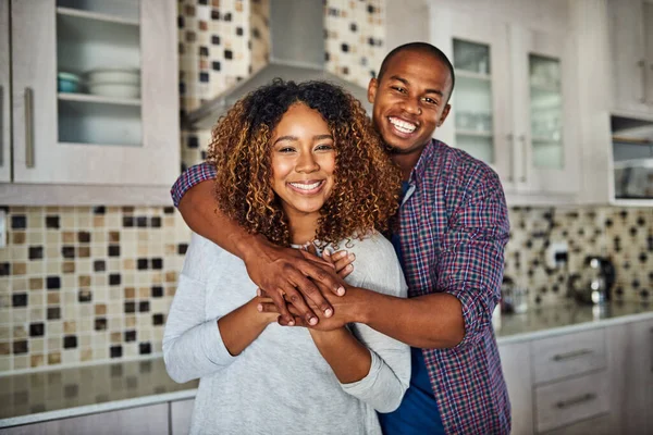 Living Love Life Cropped Portrait Affectionate Young Couple Kitchen Home — Photo