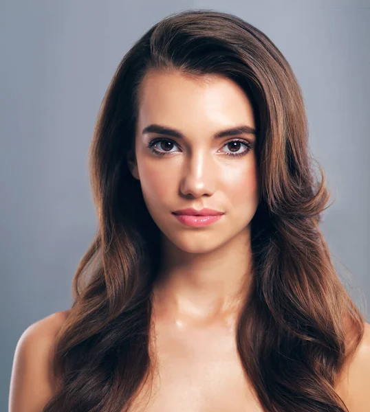 Gorgeous Hair Gorgeous Her Studio Shot Beautiful Young Woman Posing — Stockfoto