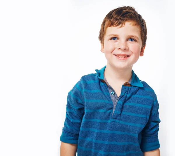 Hes Charmer Already Studio Shot Young Kid Grey Background — Stock Fotó
