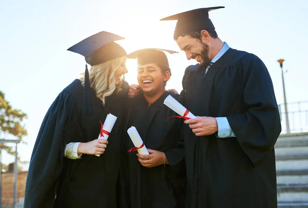 Future Never Looked More Promising Group Students Holding Diplomas Graduation — Fotografia de Stock