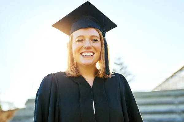 Feel Ready Take World Portrait Student Graduation Day — Zdjęcie stockowe