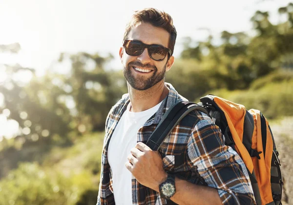 Hiking Favourite Thing Whole World Cropped Portrait Handsome Young Man — Stock fotografie