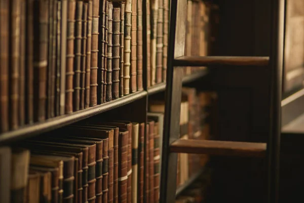 Доступ Богатству Знаний Большая Винтажная Библиотека Полная Книг — стоковое фото