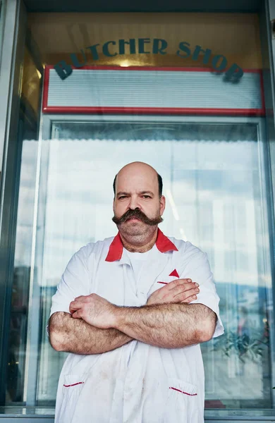 Ive Always Wanted Own Butcher Now Butcher His Store — Stockfoto