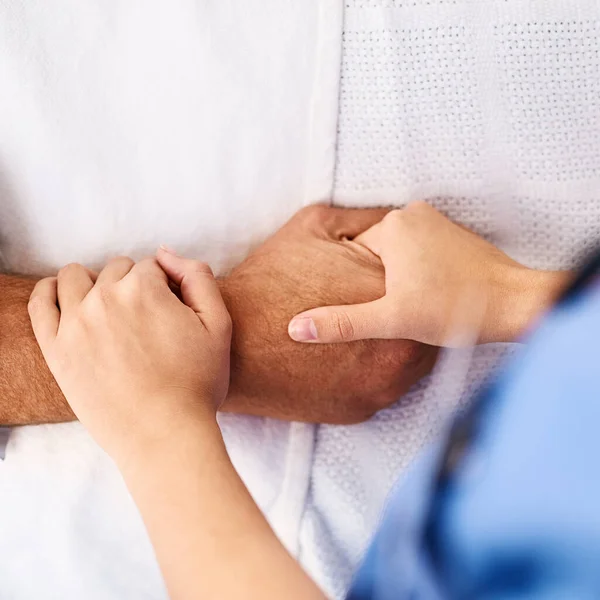 You Safe Hands Closeup Unrecognisable Persons Hand Being Held Doctor — Stockfoto