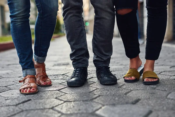 Walk Streets Together Three People Walking Together City — Stockfoto