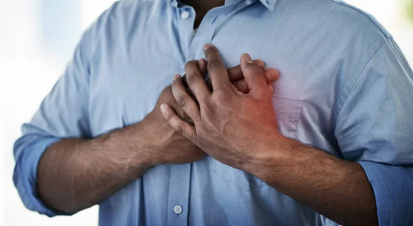 Chest Pain Indicator Possible Heart Attack Closeup Shot Unidentifiable Businessman — Stock Photo, Image