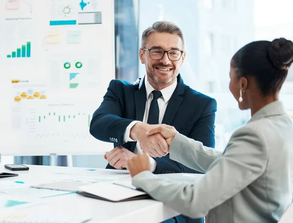 Formal Corporate Meeting Handshake Business Deal Workers Partnership Trust Professional — Stockfoto