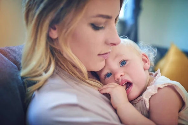 Day One She Snuggled Right Moms Heart Adorable Baby Girl — Foto de Stock