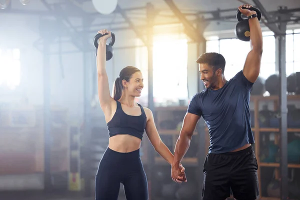 Fitness couple, high five and personal trainer with woman client
