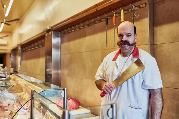 Favourite Knife Use Butchery Butcher His Store — Stockfoto