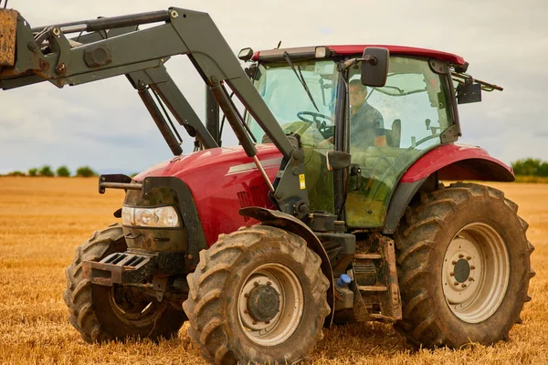 Every Farm Needs Tractor Farmer Driving Tractor His Farm — Foto de Stock