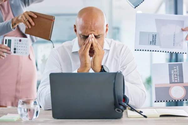 Stress Deadline Mental Burnout Anxious Worried Frustrated Business Man Office — Stock Fotó