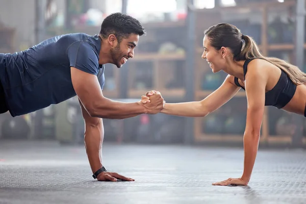 Support Teamwork Fitness Couple Doing Workout Training Challenging Exercise Endurance — Zdjęcie stockowe