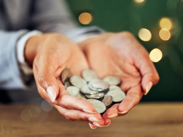 Money Coins Finance Business Investment Donation Hands Business Woman Financial — Foto de Stock