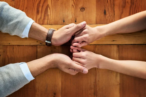 Stuck Together Glue Two Unrecognizable People Holding Hands While Being —  Fotos de Stock