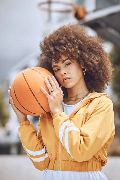 Basketball Court Sports Woman Player Motivation Vision Wellness Goal Training — Fotografia de Stock