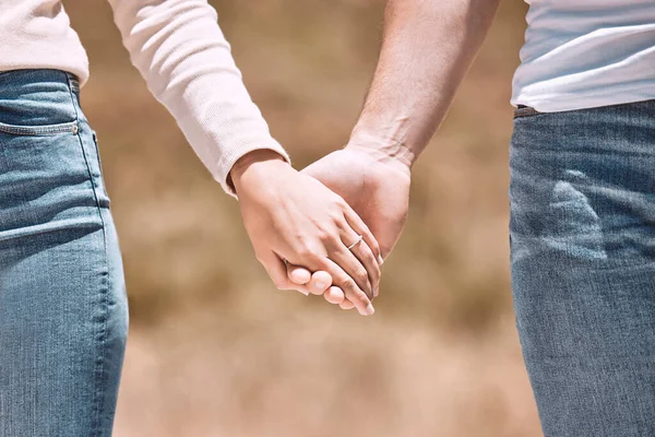 Couple Holding Hands Love Care Showing Affection Friendship Romance While — Fotografia de Stock