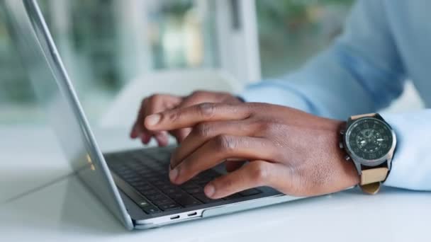 Business Man Hands Typing Laptop Keyboard While Browsing Searching Planning — Video
