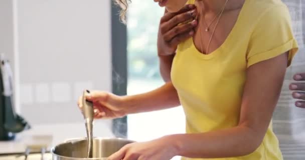 Young Cheerful Loving Couple Cooking Food Home Kitchen Beautiful Loving — Wideo stockowe