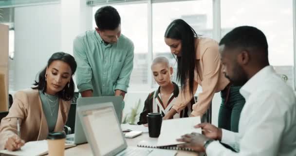 Multiracial Group Planning Vision Development Business People Meeting Colleagues Collaborate — Video Stock