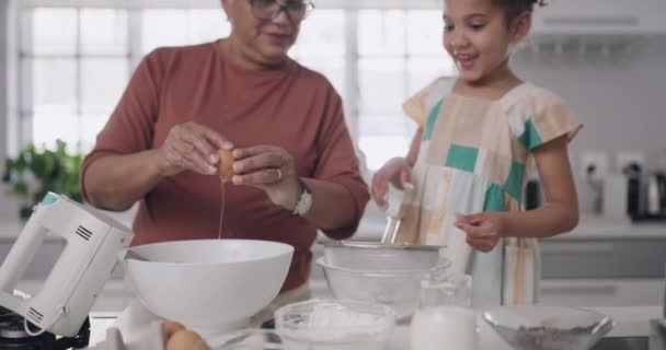 Grandmother Child Baking Cooking Making Cake Dessert Homemade Cookies Biscuits — Video Stock