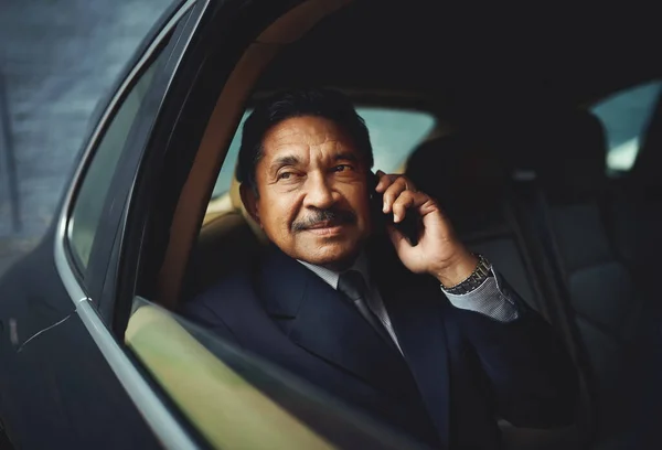 Starting His Workday Important Call Mature Businessman Using His Phone — Stockfoto