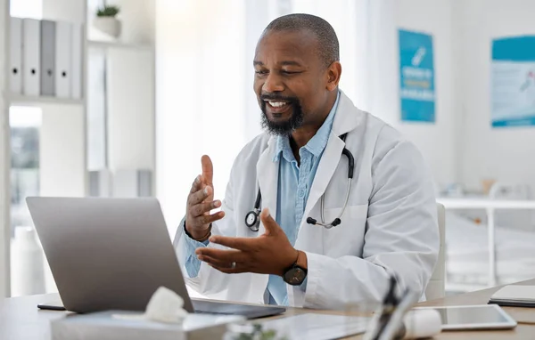Telemedicine Healthcare Video Call Doctor Talking Laptop Online Patient Consultation — Fotografia de Stock